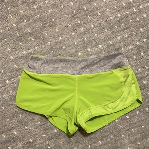 Run in Rabbit brand lime/grey running shorts